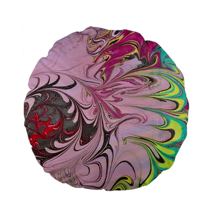 Petals with marbling Standard 15  Premium Flano Round Cushions