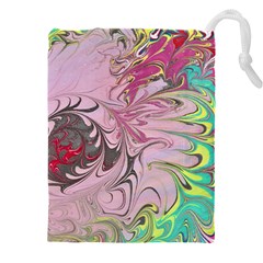 Petals With Marbling Drawstring Pouch (4xl) by kaleidomarblingart