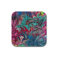 Psychedelic Marbling Patterns Iv Rubber Square Coaster (4 Pack)  by kaleidomarblingart