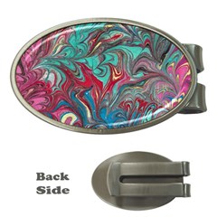 Psychedelic Marbling Patterns Iv Money Clips (oval)  by kaleidomarblingart