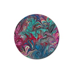 Psychedelic Marbling Patterns Iv Rubber Coaster (round)  by kaleidomarblingart