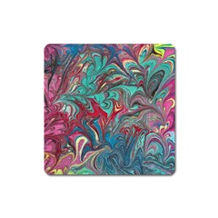 Psychedelic Marbling Patterns Iv Square Magnet by kaleidomarblingart