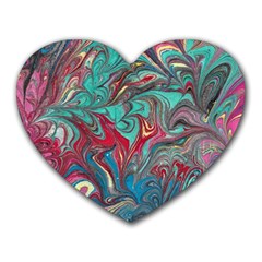 Psychedelic Marbling Patterns Iv Heart Mousepads by kaleidomarblingart