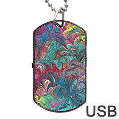 Psychedelic Marbling Patterns Iv Dog Tag Usb Flash (one Side) by kaleidomarblingart