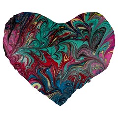 Psychedelic Marbling Patterns Iv Large 19  Premium Flano Heart Shape Cushions by kaleidomarblingart