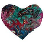 Psychedelic marbling patterns IV Large 19  Premium Flano Heart Shape Cushions Front