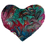 Psychedelic marbling patterns IV Large 19  Premium Flano Heart Shape Cushions Back