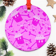 Cccartonnslogobg7 Cupycakescollage11pinknewbkgrd* Jokerscullzzz7117 Logohotpinkpattern Ornament (round) by DayDreamersBoutique