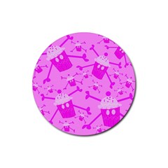 Cccartonnslogobg7 Cupycakescollage11pinknewbkgrd* Jokerscullzzz7117 Logohotpinkpattern Rubber Coaster (round)  by DayDreamersBoutique