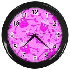 Cccartonnslogobg7 Cupycakescollage11pinknewbkgrd* Jokerscullzzz7117 Logohotpinkpattern Wall Clock (black) by DayDreamersBoutique