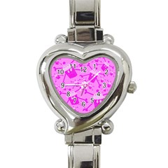 Cccartonnslogobg7 Cupycakescollage11pinknewbkgrd* Jokerscullzzz7117 Logohotpinkpattern Heart Italian Charm Watch by DayDreamersBoutique