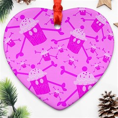 Cccartonnslogobg7 Cupycakescollage11pinknewbkgrd* Jokerscullzzz7117 Logohotpinkpattern Heart Ornament (two Sides) by DayDreamersBoutique