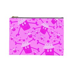 Cccartonnslogobg7 Cupycakescollage11pinknewbkgrd* Jokerscullzzz7117 Logohotpinkpattern Cosmetic Bag (large) by DayDreamersBoutique