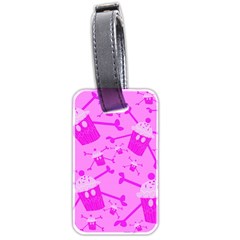 Cccartonnslogobg7 Cupycakescollage11pinknewbkgrd* Jokerscullzzz7117 Logohotpinkpattern Luggage Tag (two Sides) by DayDreamersBoutique