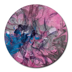 Brush Strokes On Marbling Patterns Round Mousepads