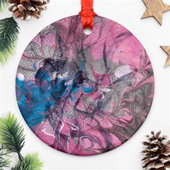 Brush Strokes On Marbling Patterns Ornament (round) by kaleidomarblingart