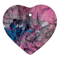 Brush Strokes On Marbling Patterns Ornament (heart) by kaleidomarblingart