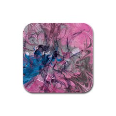 Brush Strokes On Marbling Patterns Rubber Square Coaster (4 Pack)  by kaleidomarblingart