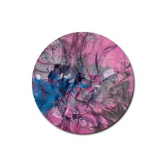 Brush Strokes On Marbling Patterns Rubber Round Coaster (4 Pack)  by kaleidomarblingart