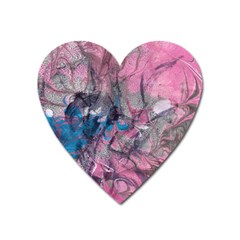 Brush Strokes On Marbling Patterns Heart Magnet by kaleidomarblingart