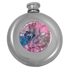 Brush Strokes On Marbling Patterns Round Hip Flask (5 Oz) by kaleidomarblingart