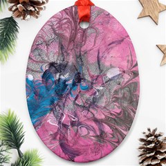 Brush Strokes On Marbling Patterns Oval Ornament (two Sides) by kaleidomarblingart