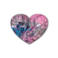 Brush Strokes On Marbling Patterns Rubber Coaster (heart)  by kaleidomarblingart