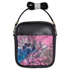 Brush Strokes On Marbling Patterns Girls Sling Bag by kaleidomarblingart