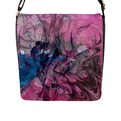 Brush Strokes On Marbling Patterns Flap Closure Messenger Bag (l) by kaleidomarblingart