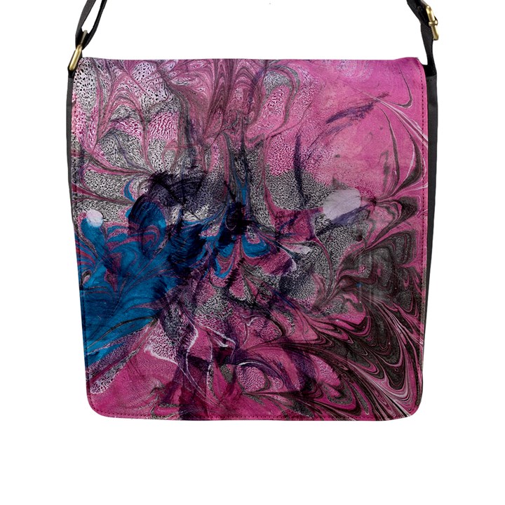 Brush strokes on marbling patterns Flap Closure Messenger Bag (L)