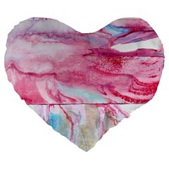 Abstract Marbling Large 19  Premium Flano Heart Shape Cushions by kaleidomarblingart