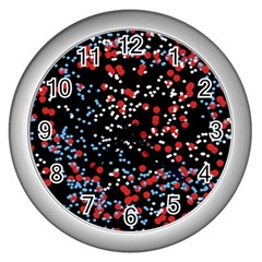 Multicolored Bubbles Motif Abstract Pattern Wall Clock (silver)