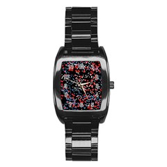 Multicolored Bubbles Motif Abstract Pattern Stainless Steel Barrel Watch