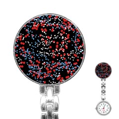 Multicolored Bubbles Motif Abstract Pattern Stainless Steel Nurses Watch