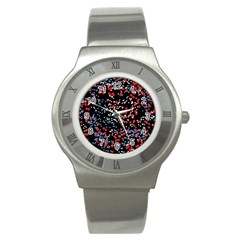 Multicolored Bubbles Motif Abstract Pattern Stainless Steel Watch by dflcprintsclothing