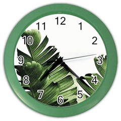 Green Banana Leaves Color Wall Clock by goljakoff