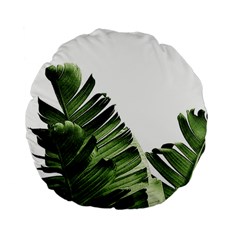 Green Banana Leaves Standard 15  Premium Flano Round Cushions by goljakoff