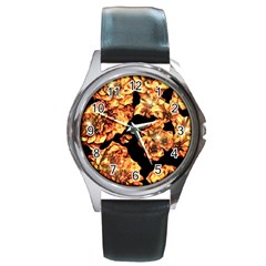 Copper Floral Round Metal Watch