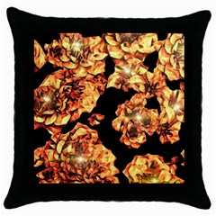 Copper Floral Throw Pillow Case (Black)