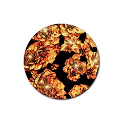 Copper Floral Rubber Round Coaster (4 pack) 