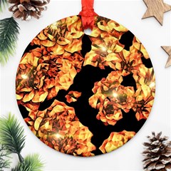 Copper Floral Round Ornament (Two Sides)