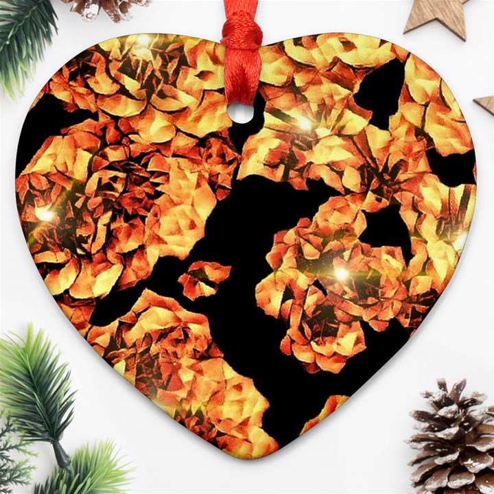 Copper Floral Heart Ornament (Two Sides)