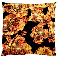 Copper Floral Large Cushion Case (one Side) by Janetaudreywilson