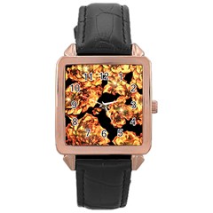 Copper Floral Rose Gold Leather Watch 