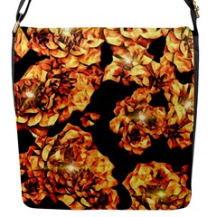 Copper Floral Flap Closure Messenger Bag (S)