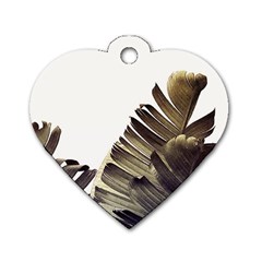 Vintage Banana Leaves Dog Tag Heart (one Side) by goljakoff