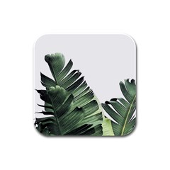 Banana Leaves Rubber Square Coaster (4 Pack)  by goljakoff