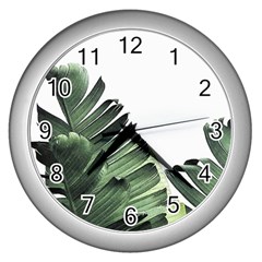 Banana Leaves Wall Clock (silver)