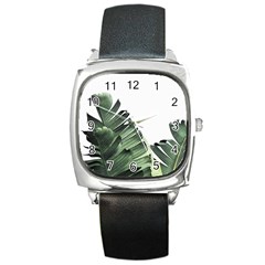 Banana Leaves Square Metal Watch by goljakoff