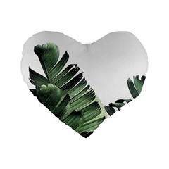 Banana Leaves Standard 16  Premium Flano Heart Shape Cushions by goljakoff